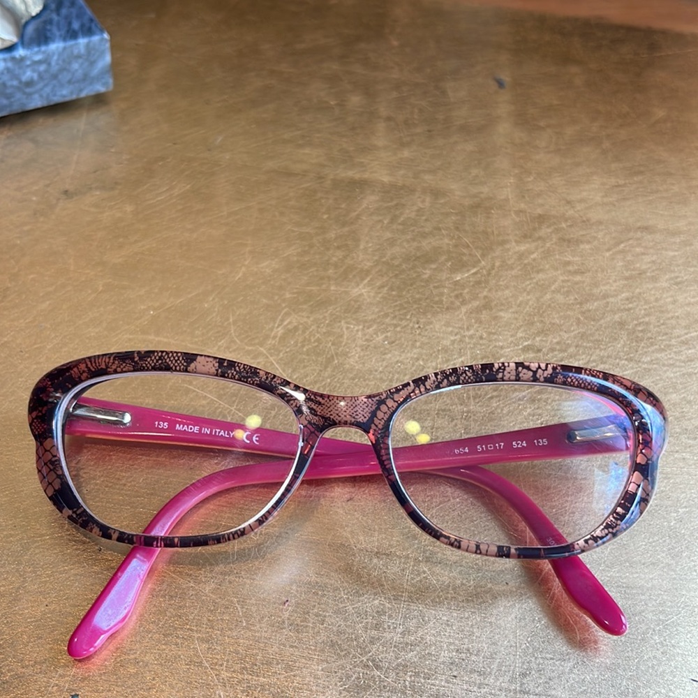 Valentino Cat-Eye Fuchsia Lace Overlay Eye Glasses V2654